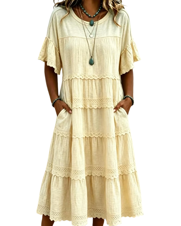 🔥Cool & breathable fabric🍃Women's Vintage Patchwork Lace Dress