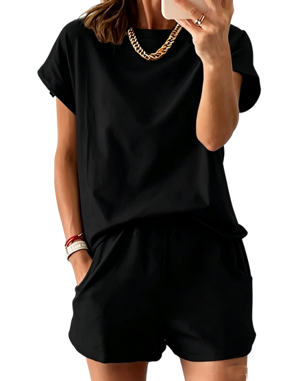Women’s Lounge Set Short Sleeve Top Shorts 2 Piece Casual Summer Outfit