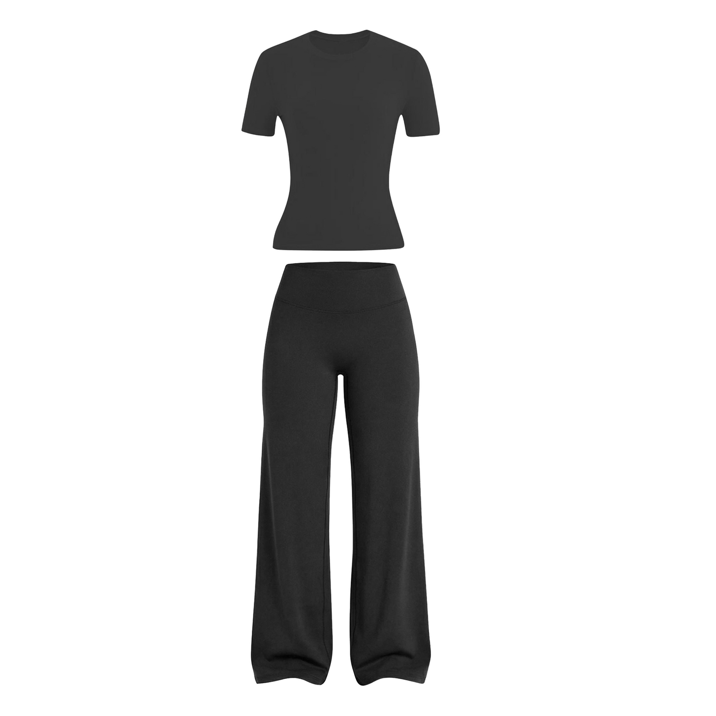 2026 New Women's Round Neck Tee & High-Waist Yoga Pants Two-Piece Set