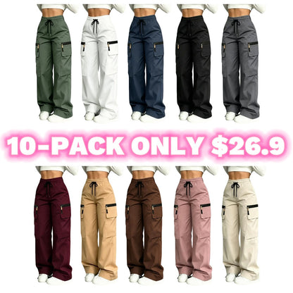 Women’s lightweight loose cargo pants with multiple pockets