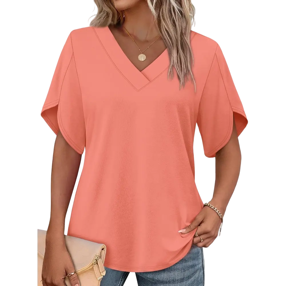 Womens Summer Tops Short Petal Sleeve Shirts