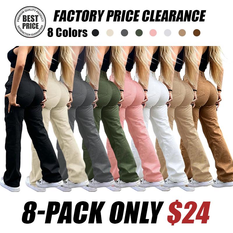 Women's Solid Multiple Pockets Cargo Pants, Casual Fashion Trousers