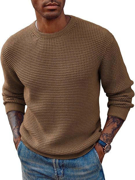 🔥 BESTSELLER | Men's Waffle Knit Crewneck Sweater