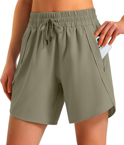 Women's Athletic Running Shorts Quick Dry with Zipper Pockets
