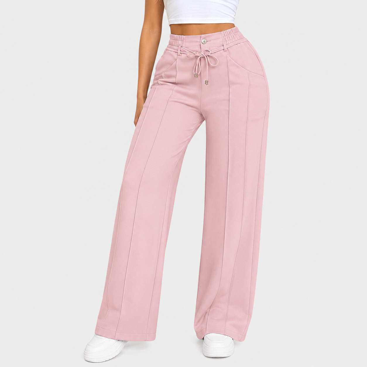 💝Last Day Promotion⚡New Summer Drawstring High Waist Wide Leg Pants