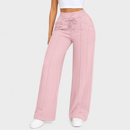 💝Last Day Promotion⚡New Summer Drawstring High Waist Wide Leg Pants