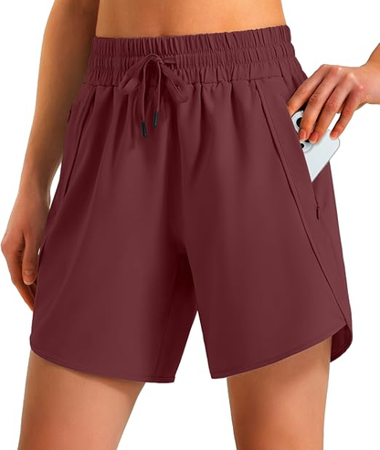 Women's Athletic Running Shorts Quick Dry with Zipper Pockets