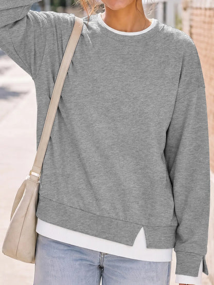 【LAST DAY SALE】Women's Layered Oversized Crew Neck Sweatshirt