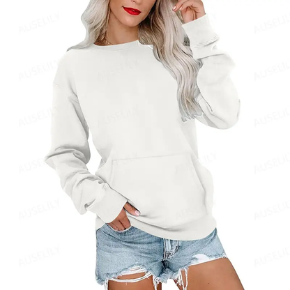 Women's Oversized Crewneck Sweatshirt with Kangaroo Pocket