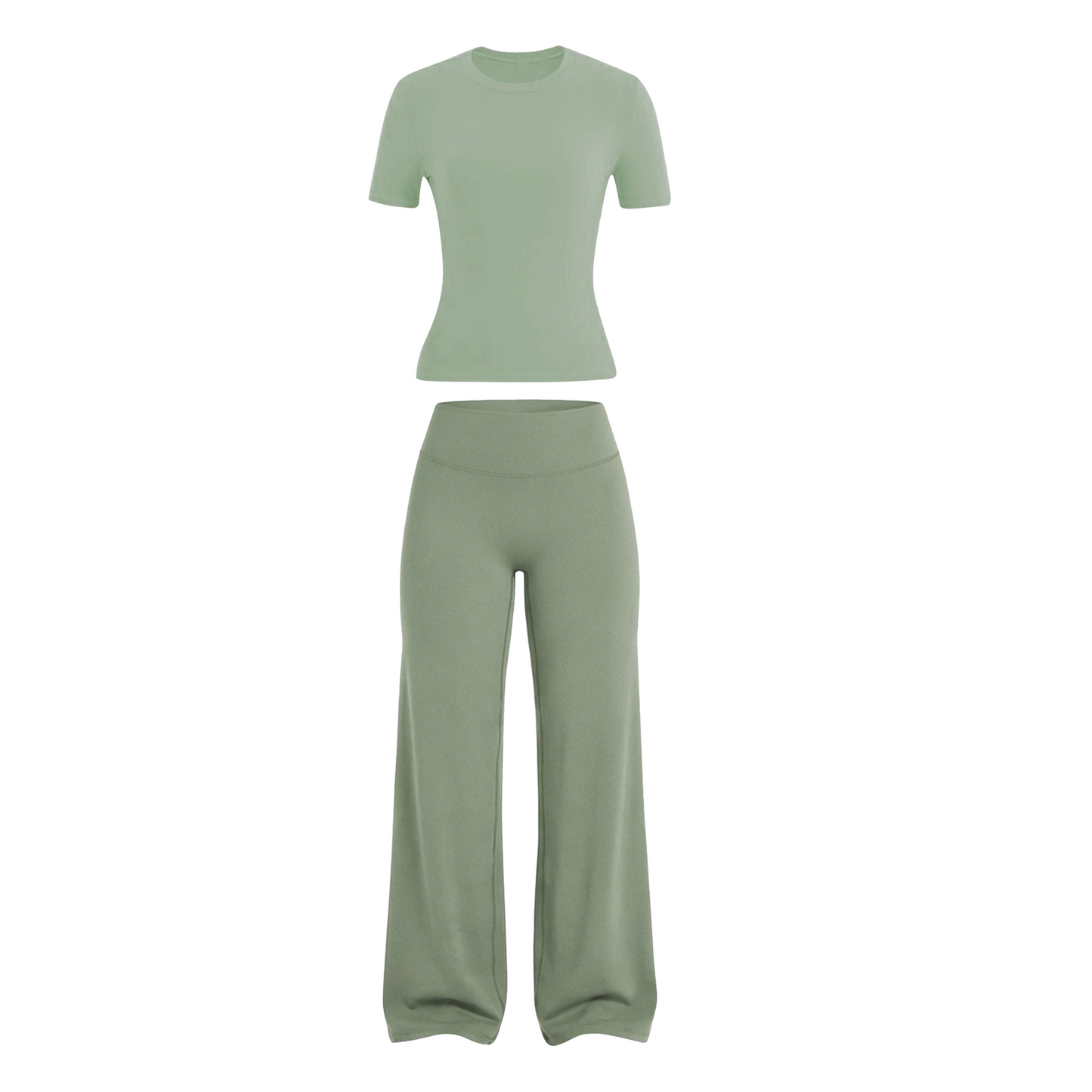 2026 New Women's Round Neck Tee & High-Waist Yoga Pants Two-Piece Set