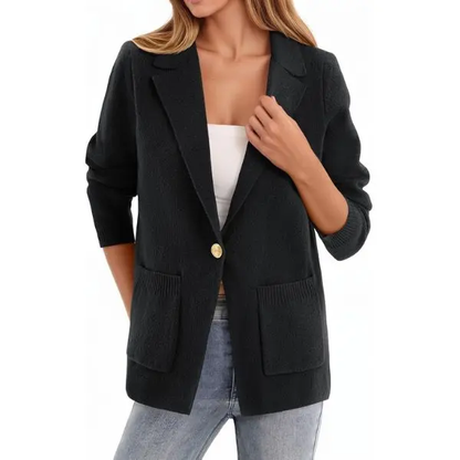 Women's Slim Fit Long Sleeve Knit Blazer Jacket