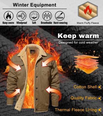 🔥 BESTSELLER |  Men's Sherpa-Lined Cotton Trucker Jacket