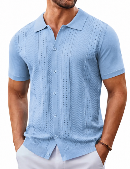 Mens Knit Button Down Shirt