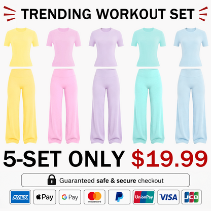 2026 New Women's Round Neck Tee & High-Waist Yoga Pants Two-Piece Set