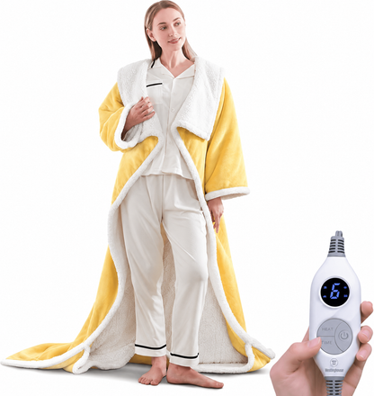 Made for You 💕Wearable Heated Blanket with Foot Pocket Sherpa🔥Overheat Protection & Auto Shut-Off