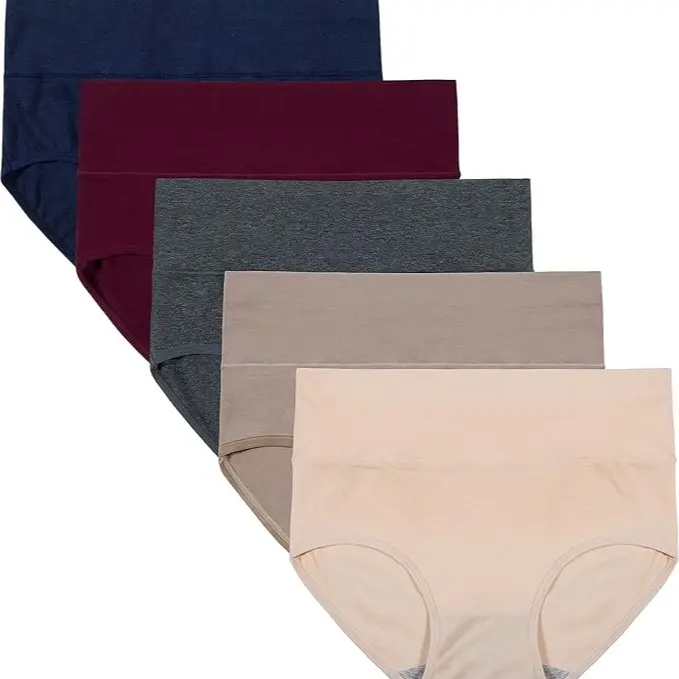 Women's High Waist Cotton Briefs – Soft Breathable 5-Pack Underwear