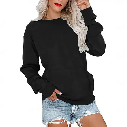 Women's Oversized Crewneck Sweatshirt with Kangaroo Pocket