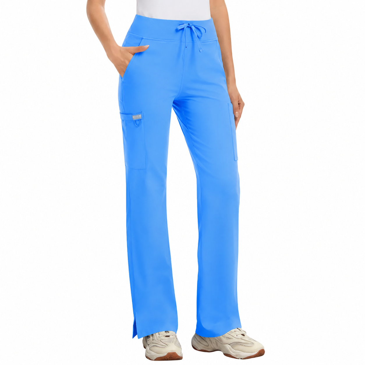 ❤️DEALS FOR YOU-Yoga Scrub Pants Women High-Rise Straight Leg Uniform Cargo Bottom with Yoga Waistband,5 Pockets&4-Way Stretch