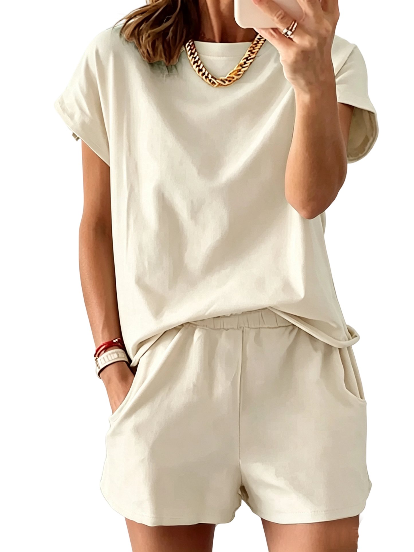 Women’s Lounge Set Short Sleeve Top Shorts 2 Piece Casual Summer Outfit