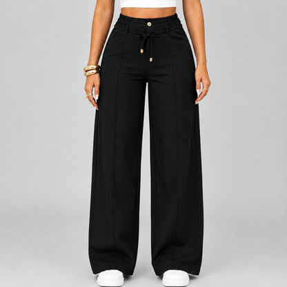 💝Last Day Promotion⚡New Summer Drawstring High Waist Wide Leg Pants