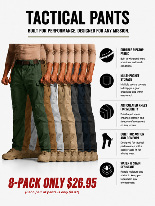 🔥Clearance sale, limited stock 🔥Men's Flex Stretch Tactical Pants, Water Resistant Ripstop Cargo Pants
