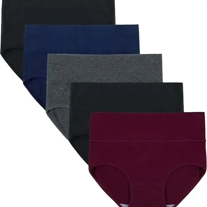 Women's High Waist Cotton Briefs – Soft Breathable 5-Pack Underwear