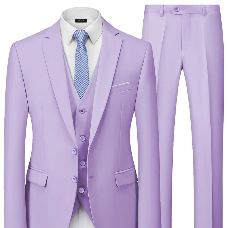 Men's 3 Piece Suit Set with Vest and Tie