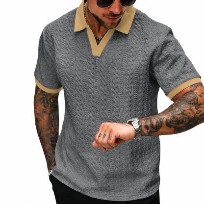 Men's Textured Knit Polo Shirt