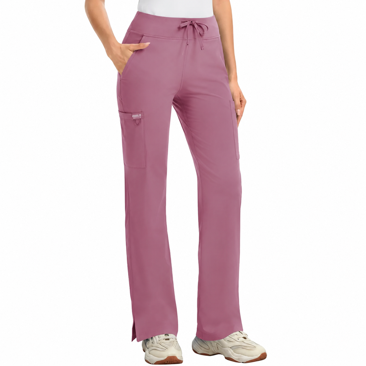 ❤️DEALS FOR YOU-Yoga Scrub Pants Women High-Rise Straight Leg Uniform Cargo Bottom with Yoga Waistband,5 Pockets&4-Way Stretch