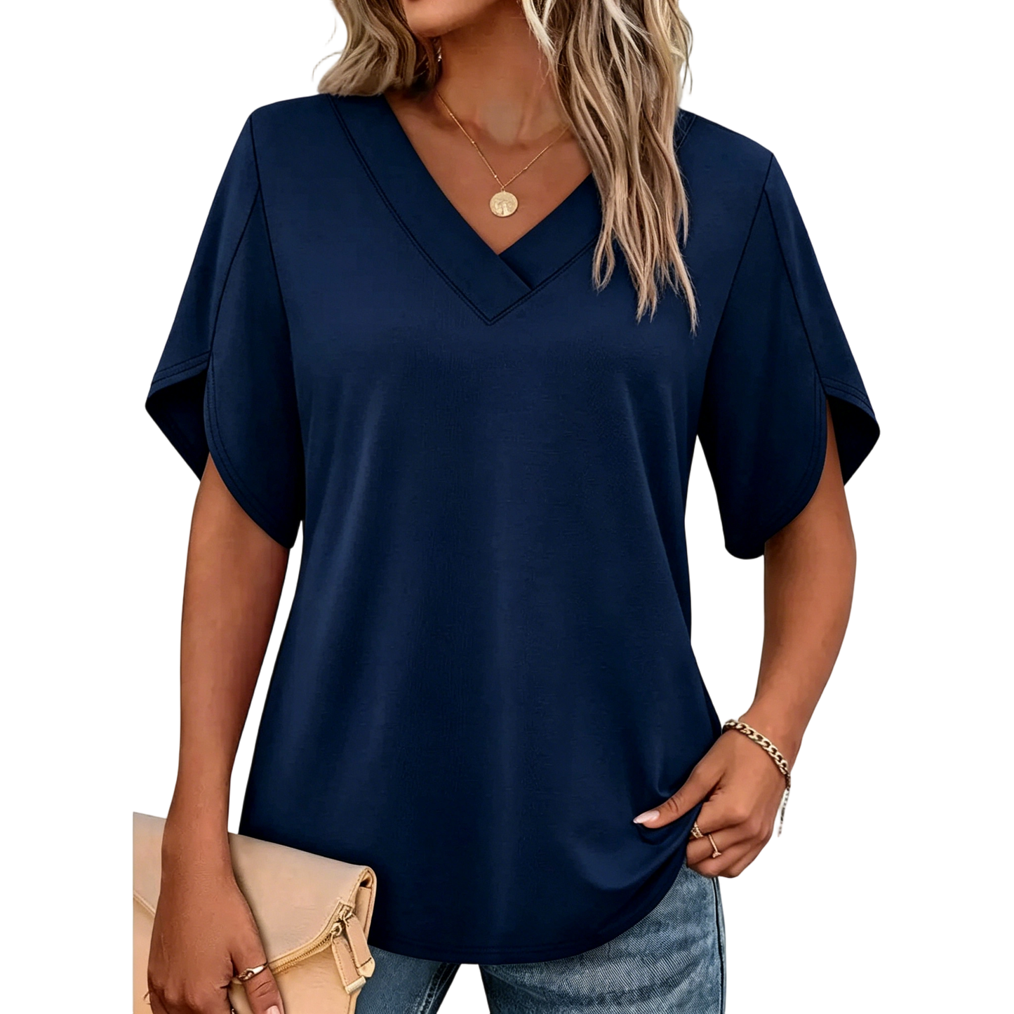 Womens Summer Tops Short Petal Sleeve Shirts