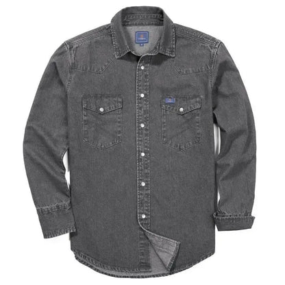 🔥🔥16-PACK-$38.8🔥Men's Long Sleeve Stone-Washed and Pre-Washed Denim Work Shirt
