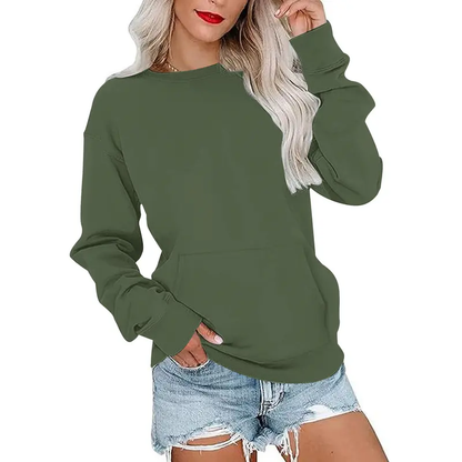 Women's Oversized Crewneck Sweatshirt with Kangaroo Pocket