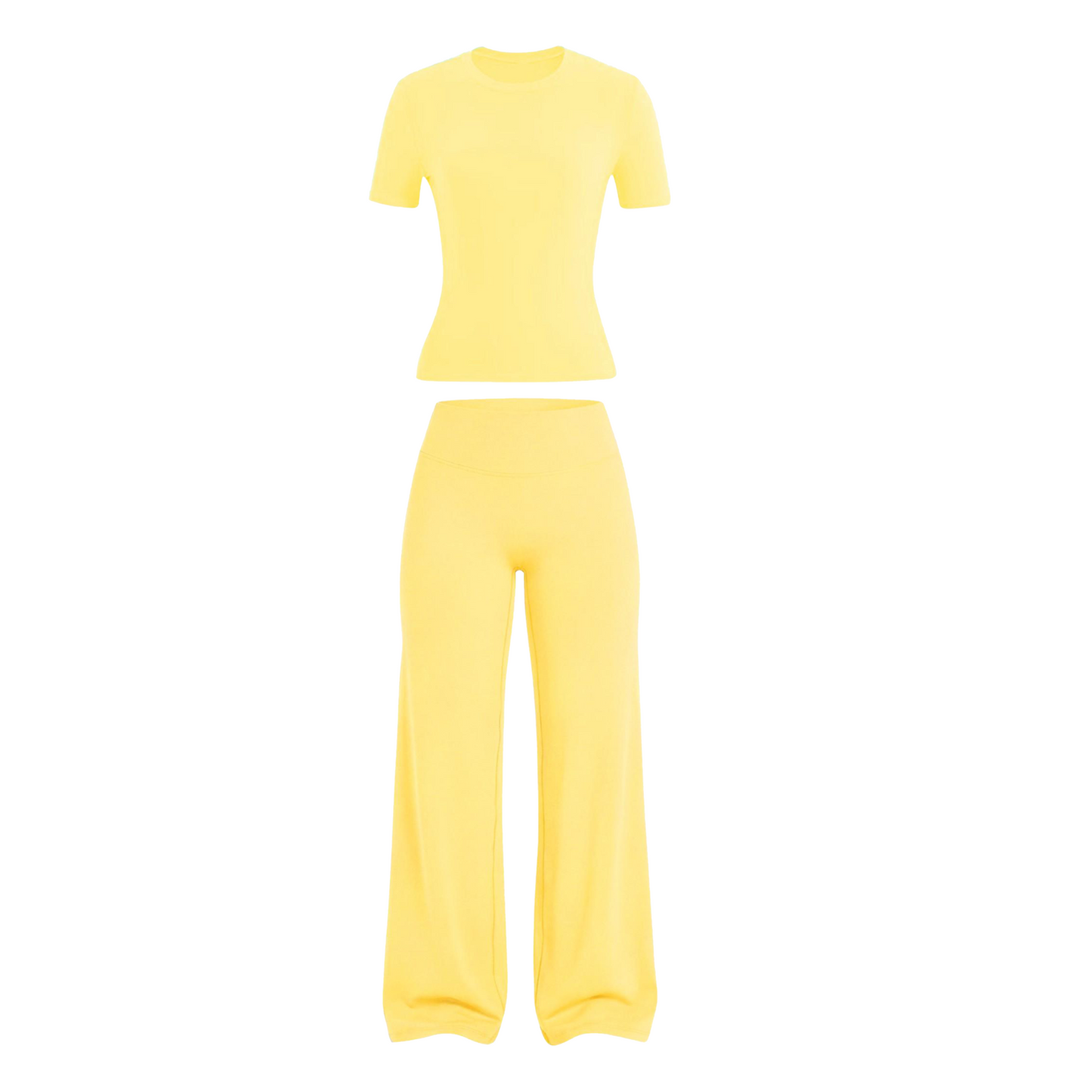 2026 New Women's Round Neck Tee & High-Waist Yoga Pants Two-Piece Set