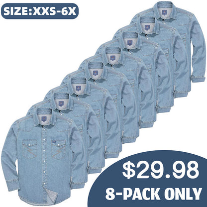 ✨Hot Sale✨Men's Long Sleeve Stone-Washed and Pre-Washed Denim Work Shirt