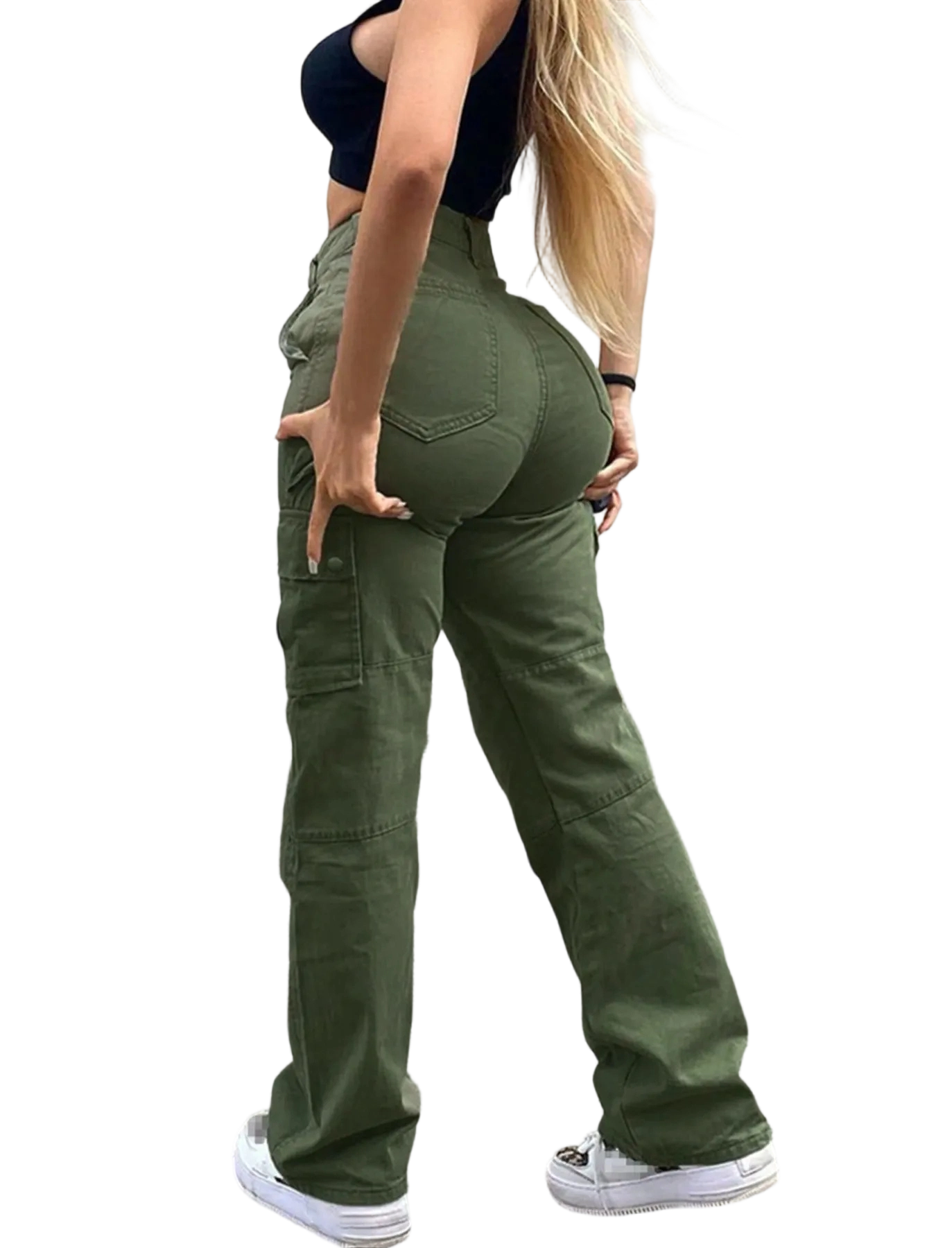 Women's Solid Multiple Pockets Cargo Pants, Casual Fashion Trousers