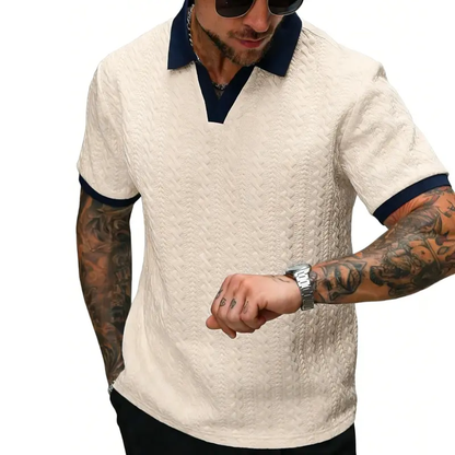 Men's Textured Knit Polo Shirt
