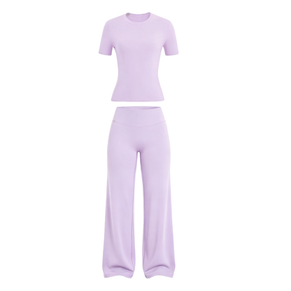 2026 New Women's Round Neck Tee & High-Waist Yoga Pants Two-Piece Set