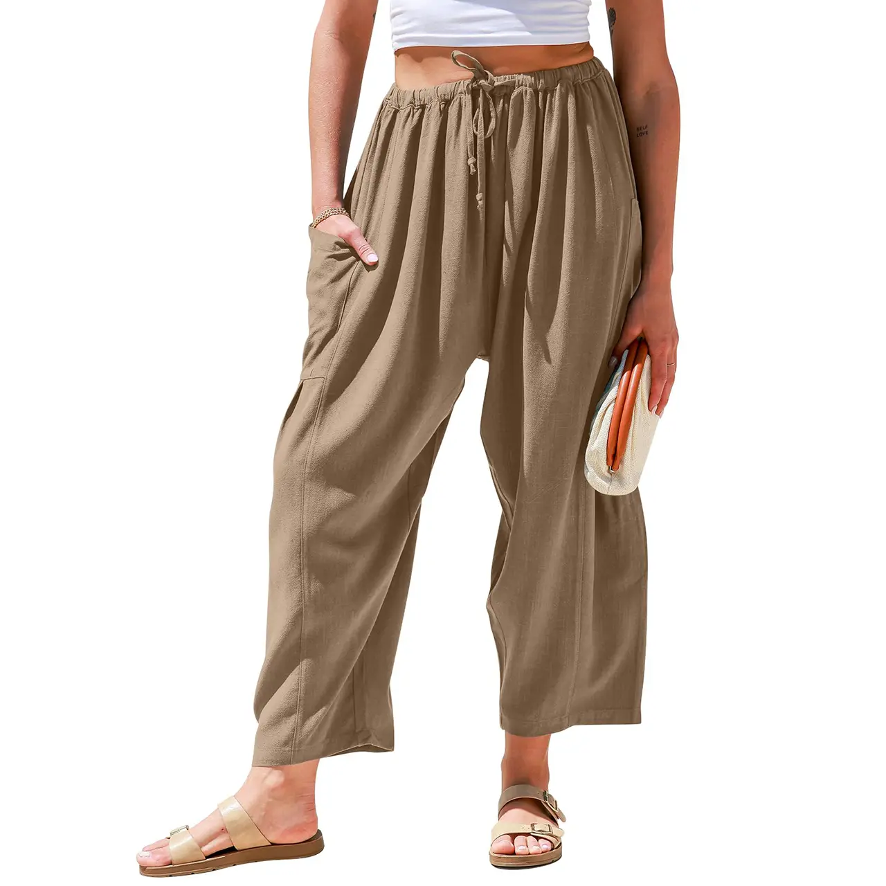 ✨Women's Linen Blend Wide Leg Pants with Pockets