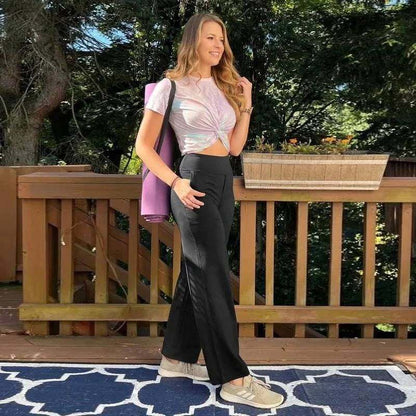 High Waist Wide Leg Yoga Pants for Women – Pockets, Stretch & All-Day Comfort
