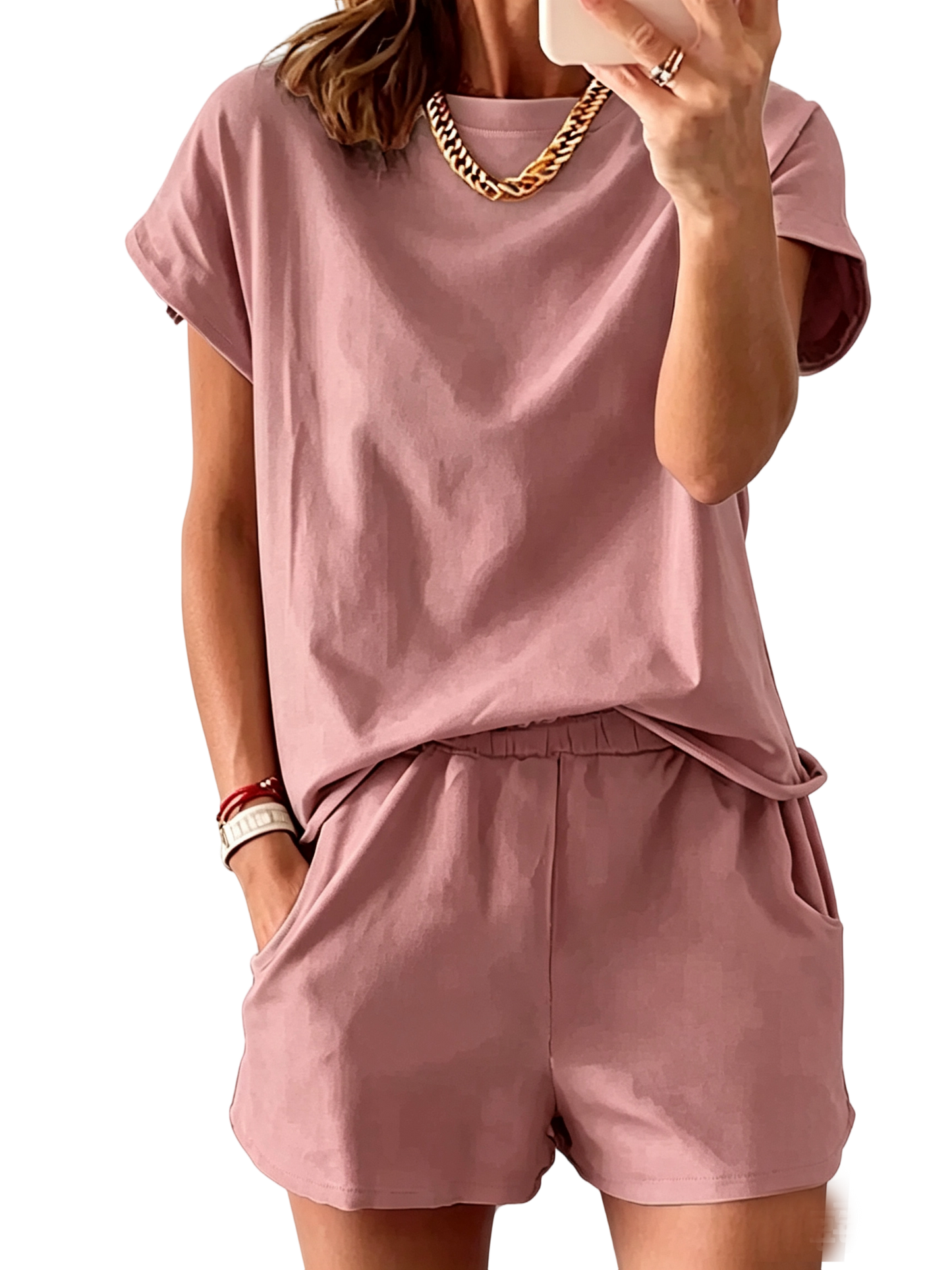 Women’s Lounge Set Short Sleeve Top Shorts 2 Piece Casual Summer Outfit