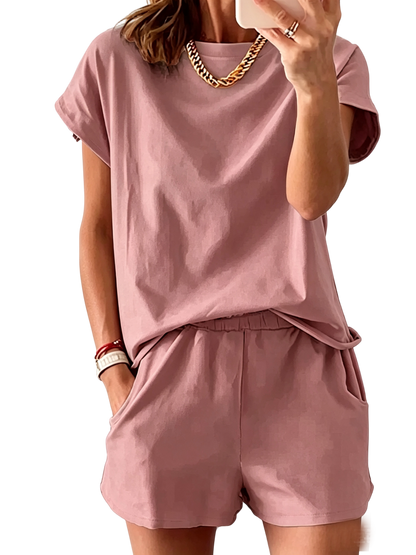 Women’s Lounge Set Short Sleeve Top Shorts 2 Piece Casual Summer Outfit
