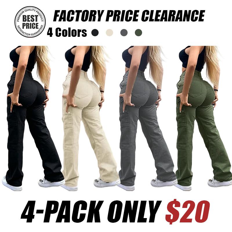 Women's Solid Multiple Pockets Cargo Pants, Casual Fashion Trousers