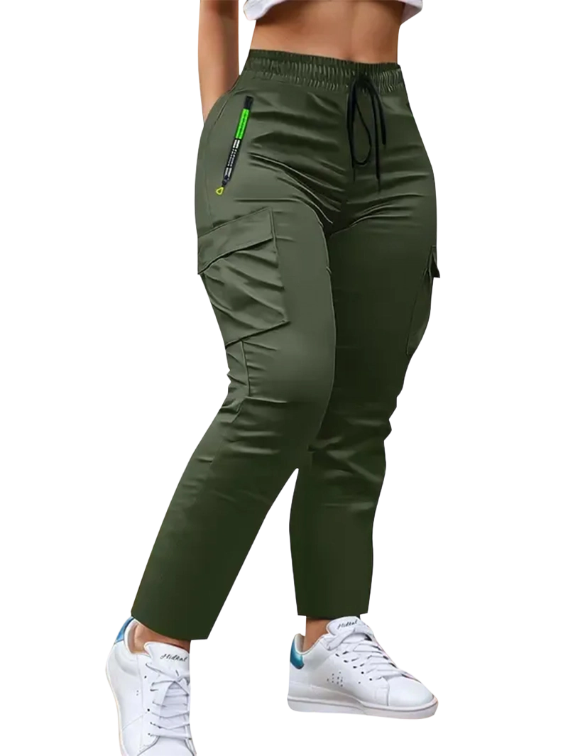 Women's work trousers - non-stretch trousers with adjustable drawstring waistband