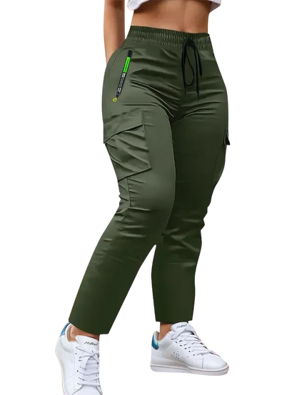 Women's work trousers - non-stretch trousers with adjustable drawstring waistband