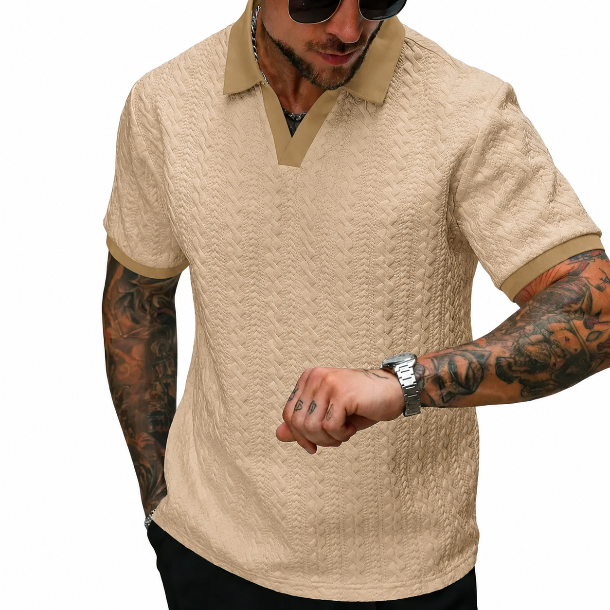 Men's Textured Knit Polo Shirt
