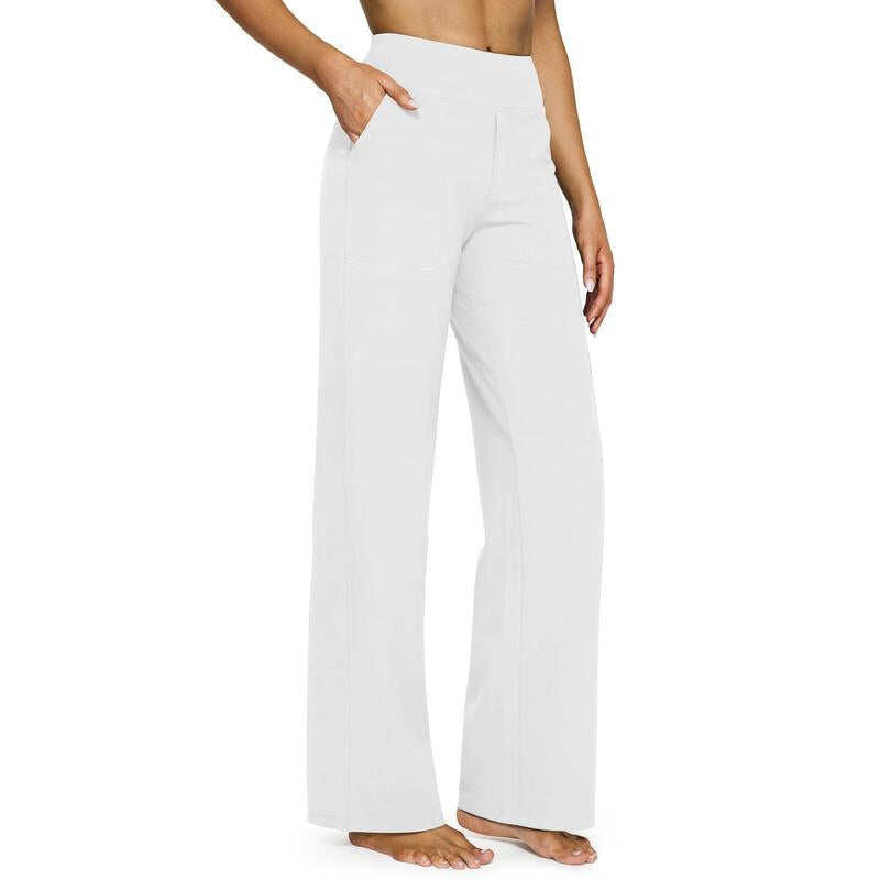 High Waist Wide Leg Yoga Pants for Women – Pockets, Stretch & All-Day Comfort