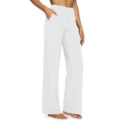 High Waist Wide Leg Yoga Pants for Women – Pockets, Stretch & All-Day Comfort