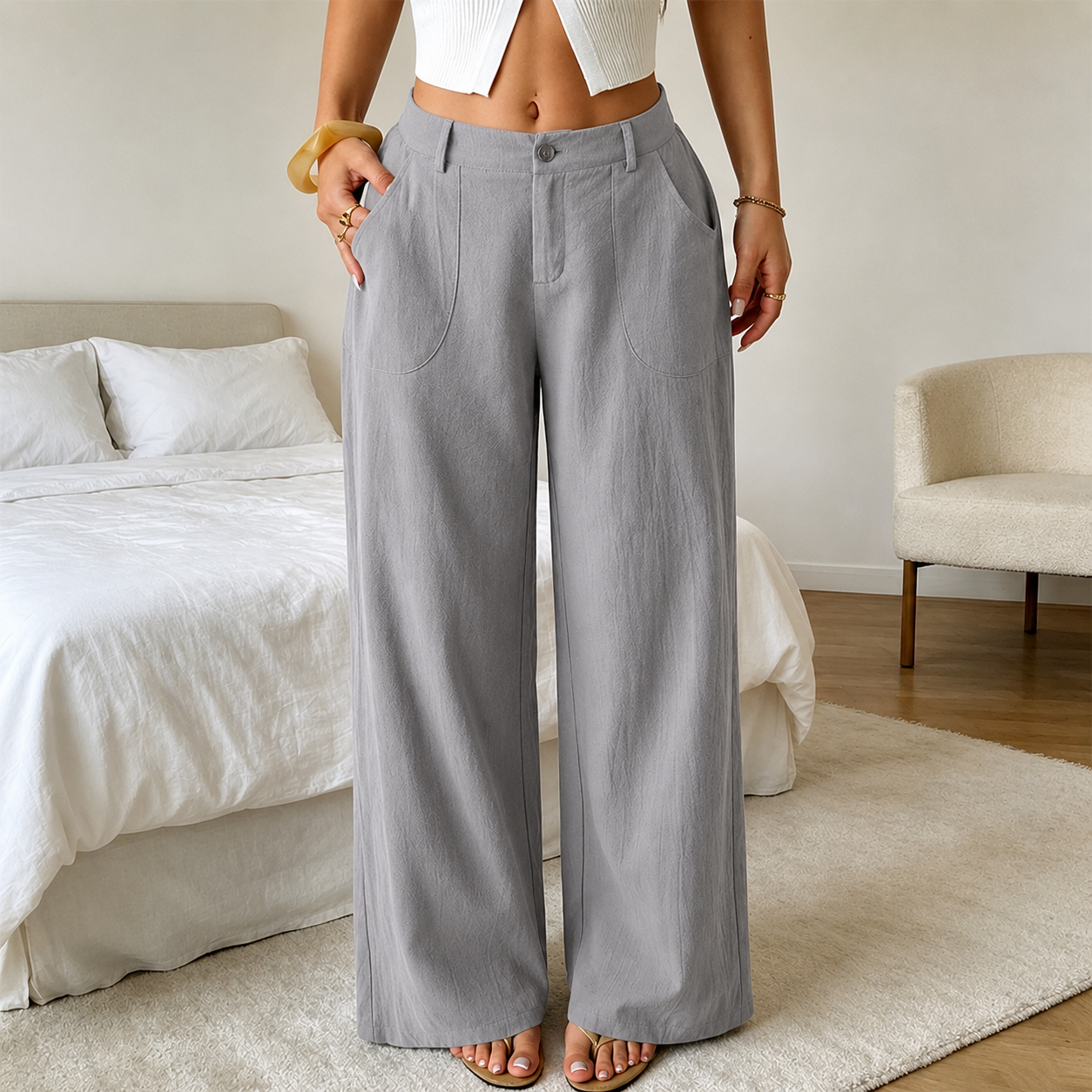 ⚡Women's Summer Classical Cotton-Linen Lightweight Palazzo Pants