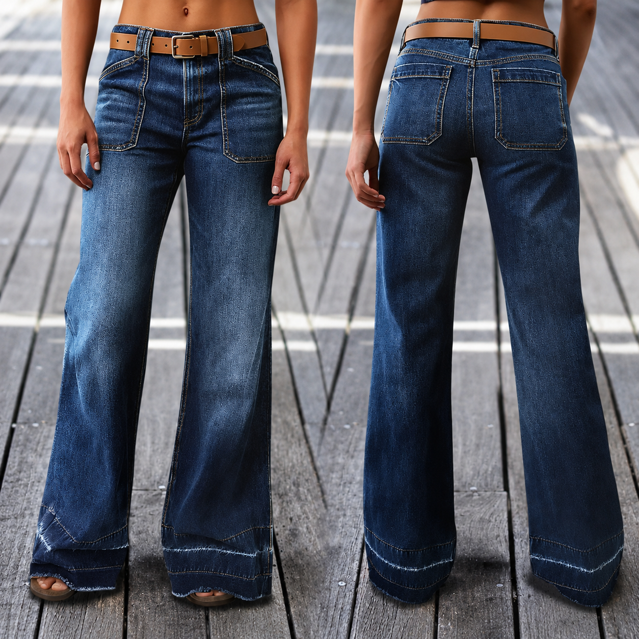 Wide-leg casual women's jeans