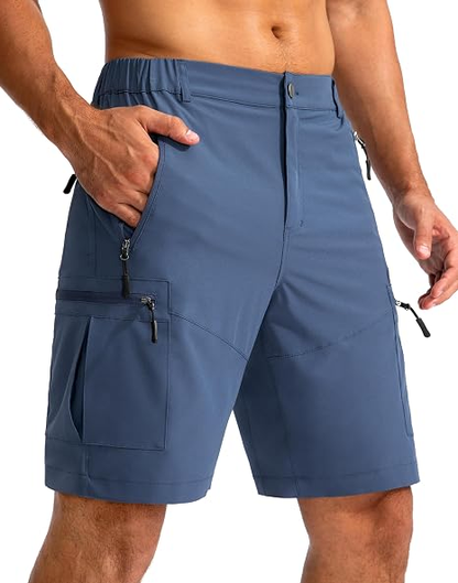 Men's Lightweight Cargo Shorts with 5 Zipper Pockets